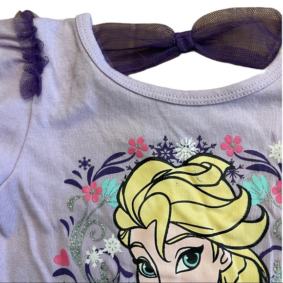 Disney Frozen, lavender T-shirt with Elsa on the front m. Purple ruffles, 24 mo. - Picture 2 of 7